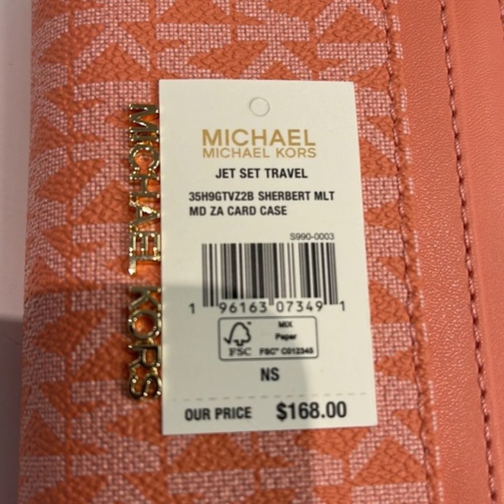 Michael Kors Jet Set Travel Medium Zip Around Card Case Sherbert Multi - Picture 2 of 16
